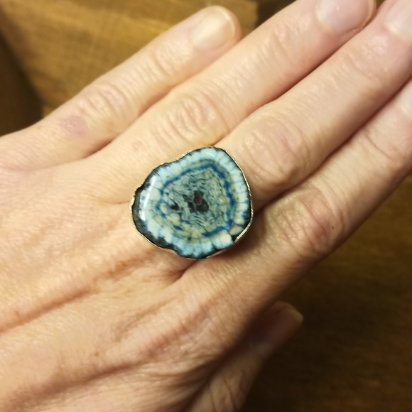Blue Solar Quartz ring, sz 9.25 - Picture 3 of 5